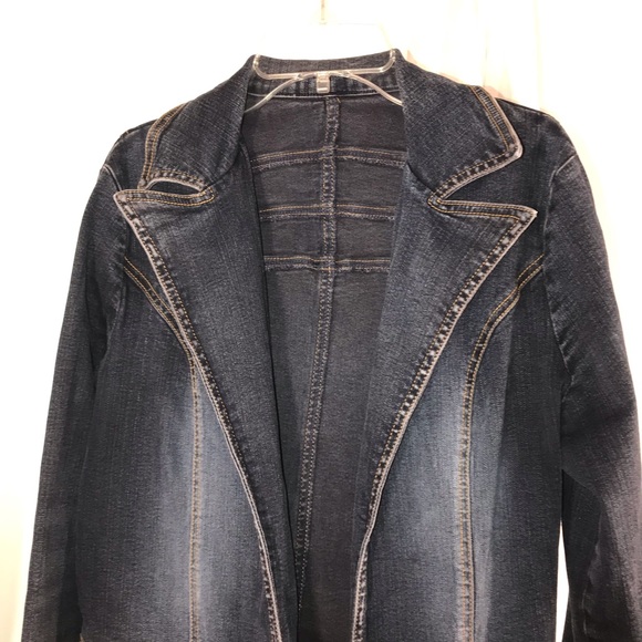 Trendy Stretch Denim Open Blazer, Size M - Picture 2 of 7